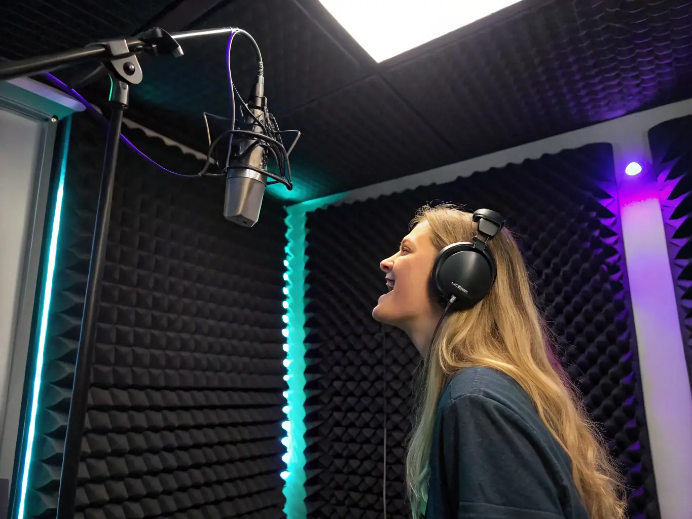 An image of a recording studio with artists and technicians working together, showcasing the collaborative process of creating high-quality musical recordings at SUPER RECORDS.